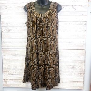 3 for $10 🛍️ Vintage Ruby Rd. Beaded Scoop Neck Geometric Pattern Sheath Dress